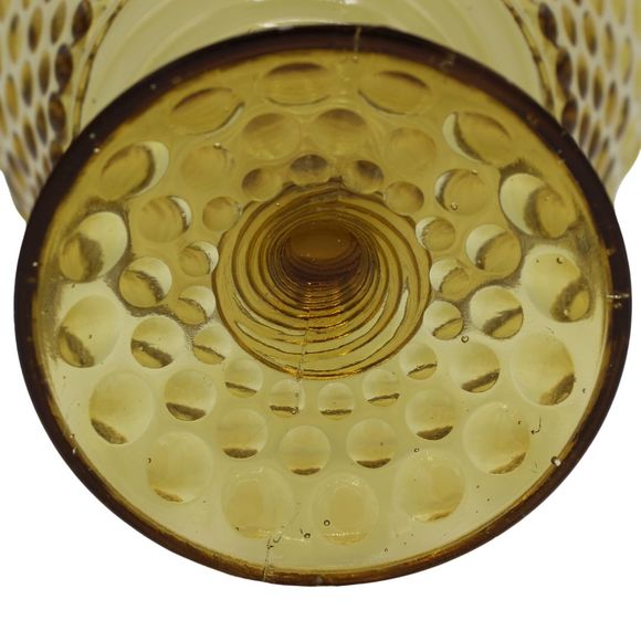 Antique Amber Gold Atterbury Glass Coin Raindrop Polka Dot Pedestal Compote Bowl - Picture 4 of 6